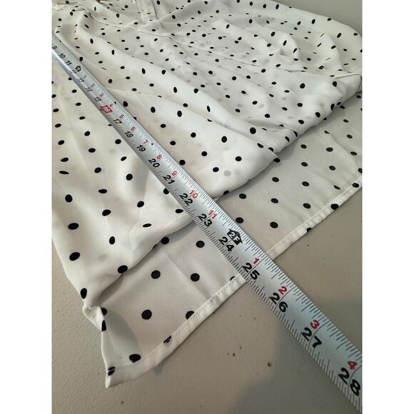 Finn& Grace White & Black Polka Dot lined Blouse High Low Hem Size M - Picture 4 of 8